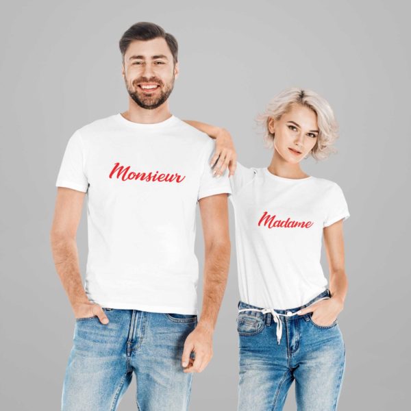 T-shirts blancs "Monsieur/Madame" - MCL Sérigraphie