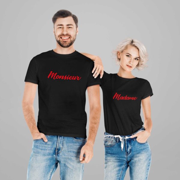 T-shirts noirs "Monsieur/Madame" - MCL Sérigraphie