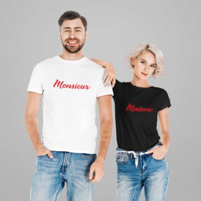 T-shirts blanc et noir "Monsieur/Madame" - MCL Sérigraphie