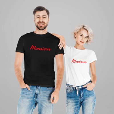 T-shirts noir et blanc "Monsieur/Madame" - MCL Sérigraphie