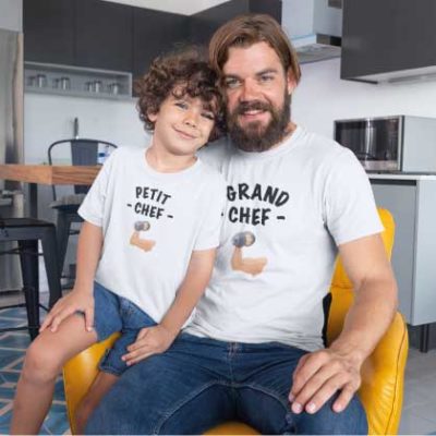 T-shirts blancs "Grand chef/Petit chef" - MCL Sérigraphie