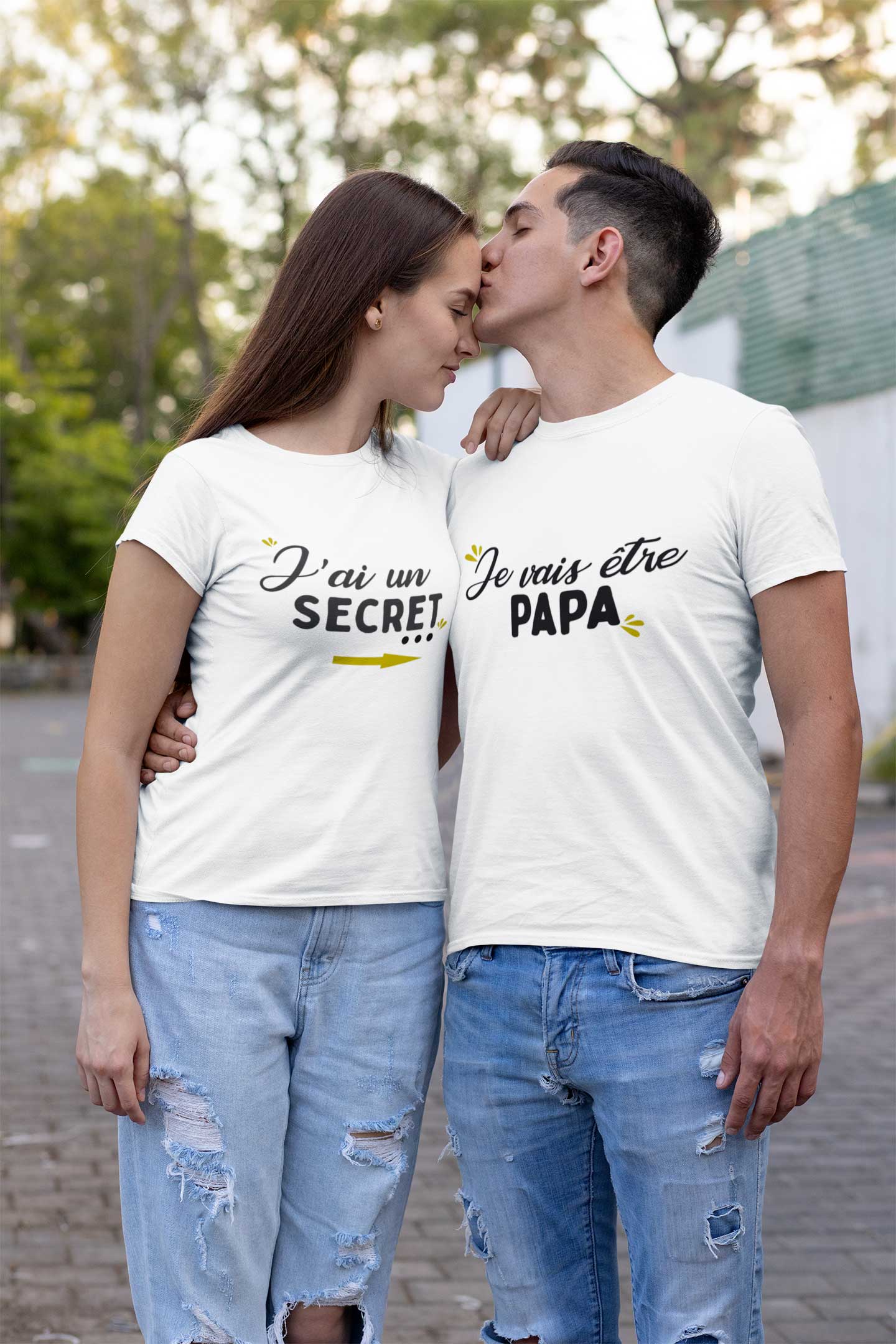 T-shirts duo couple "J'ai un secret/Je vais être papa" - MCL Sérigraphie T-shirts duo couple "J'ai un secret/Je vais être papa" - MCL Sérigraphie