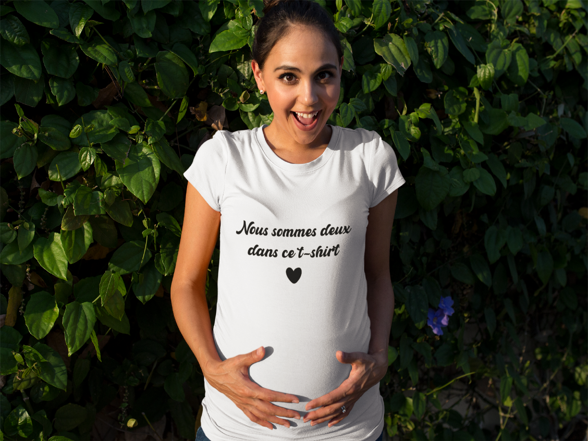 T-shirt blanc "Nous sommes deux dans ce t-shirt" - MCL Sérigraphie