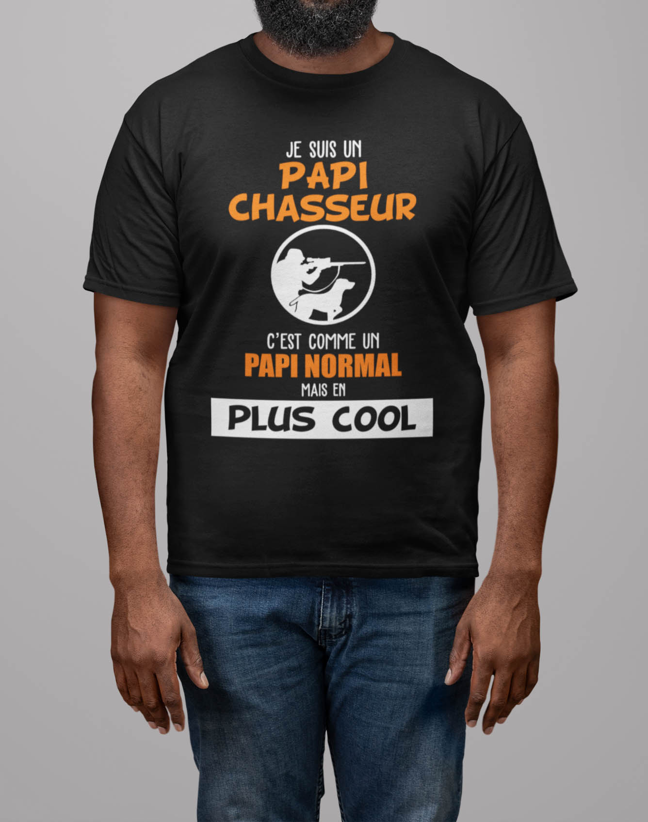 IMAGE DE T-SHIRT NOIR "Papi chasseur' - MCL Sérigraphie