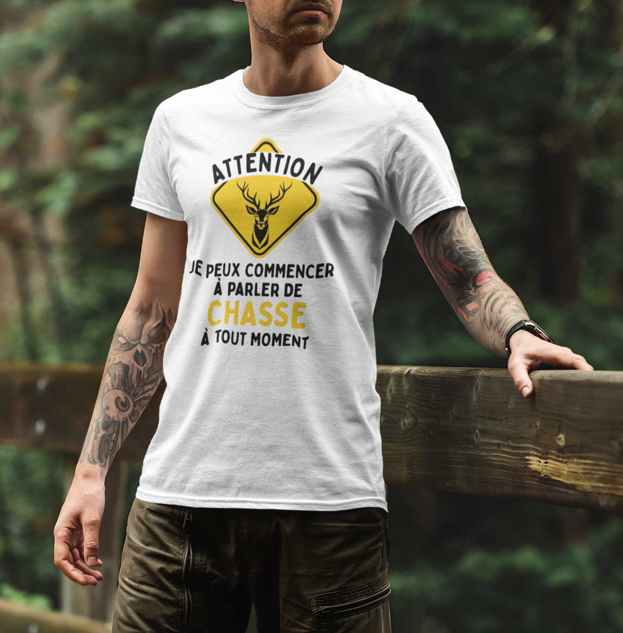 Image de t-shirt homme "A tout moment je peux parler de chasse" - MCL Sérigraphie