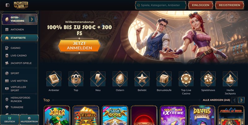 Monsterwin Casino: Der ultimative Online-Angebot für deutsche Glücksspieler, monsterwin online casino